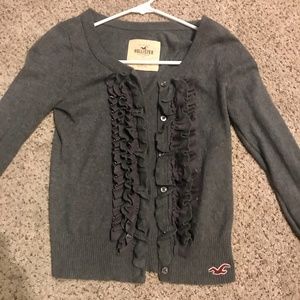 Grey ruffled cardigan